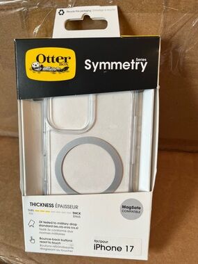 OtterBox Symmetry Clear iPhone 17 Case with Silver MagSafe Ring